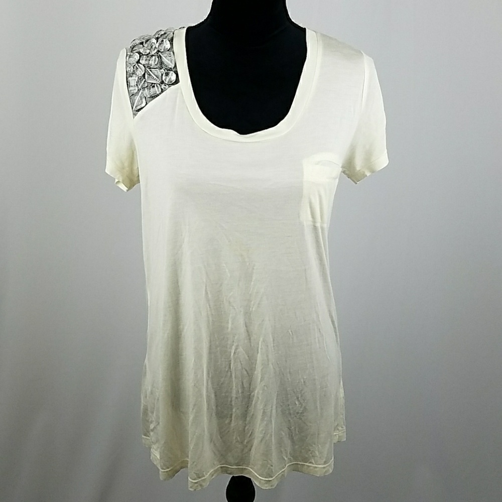 Young Fabulous and Broke women M t-shirt beads‎ embellishment lightweight grunge